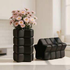 White Bubble Cube Vase Modern Geometric Flower Vase Minimalist Nordic star decor